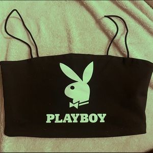 Black PlayBoy Crop Top